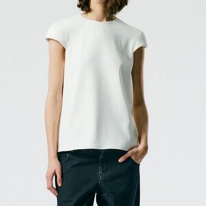 Tibi Chalky Drape rounded shoulderpad top